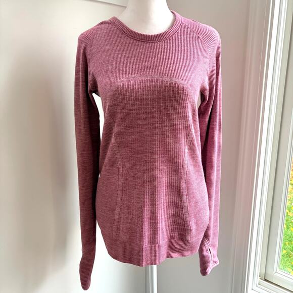 Lululemon NWOT Swiftly Tech Sz 10 / Large Pink Waffle Knit Long Sleeve Shirt - Picture 1 of 6